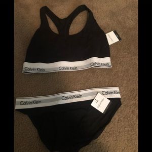 Calvin Klein Cotton Logo Bralette and Hipster Set